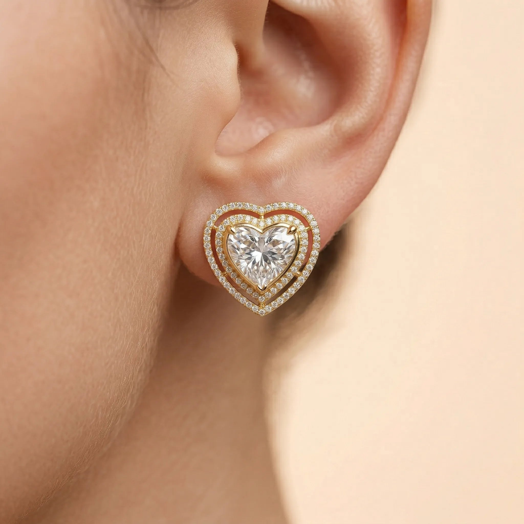 92.5 Silver Gold-Plated Heart Studs Ivanah Silver