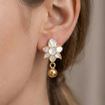 Gold-Plated 92.5 Silver Floral Drop Stud Ivanah Silver