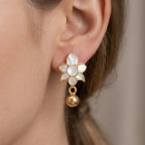 Gold-Plated 92.5 Silver Floral Drop Stud Ivanah Silver