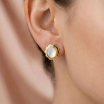 Gold-Plated 92.5 Silver Scalloped Oval Pearlescent Stud Ivanah Silver
