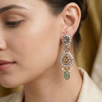 Gold-Plated 92.5 Silver Ornate Crystal & Pearl Drop Dangler Ivanah Silver