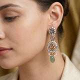 Gold-Plated 92.5 Silver Ornate Crystal & Pearl Drop Dangler Ivanah Silver