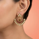92.5 Silver Gold-Plated Antique Crescent Dangler Ivanah Silver