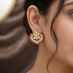 92.5 Gold-Plated Silver Coral Bead Stud Ivanah Silver