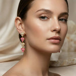 Gold-Plated 92.5 Silver Pink Floral Drop Ivanah Silver