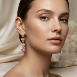 Gold-Plated 92.5 Silver Pink Floral Drop Ivanah Silver