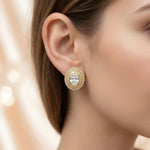 92.5 Silver Gold-Plated Oval Solitaire Halo Stud Ivanah Silver