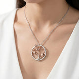 92.5 Sterling Silver & Rose Gold Two-Tone Leaf Circle Pendant Ivanah Silver