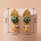 92.5 Gold-Plated Antique Silver Floral Emerald Drop Earring Ivanah Silver