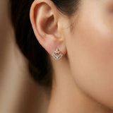 92.5 Rose Gold Finish Geometric Floral Stud Ivanah Silver