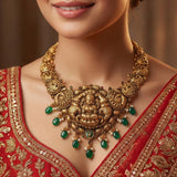 92.5 Silver Gold Plated Divine Lakshmi Peacock Heritage  Necklace Ivanah Silver