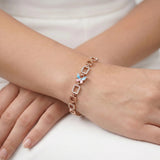 Enamel Butterfly Bracelet with CZ Geometric Links Ivanah Silver