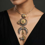 92.5 Silver Designer Dualtone Long Necklace Ivanah Silver