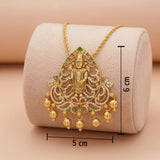 92.5 Silver Venkateswara Pendant with Green & White Stones Ivanah Silver