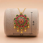 92.5 Gold Plated Silver Ruby & Emerald Floral Pendant Ivanah Silver