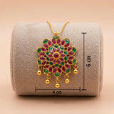 92.5 Gold Plated Silver Ruby & Emerald Floral Pendant Ivanah Silver
