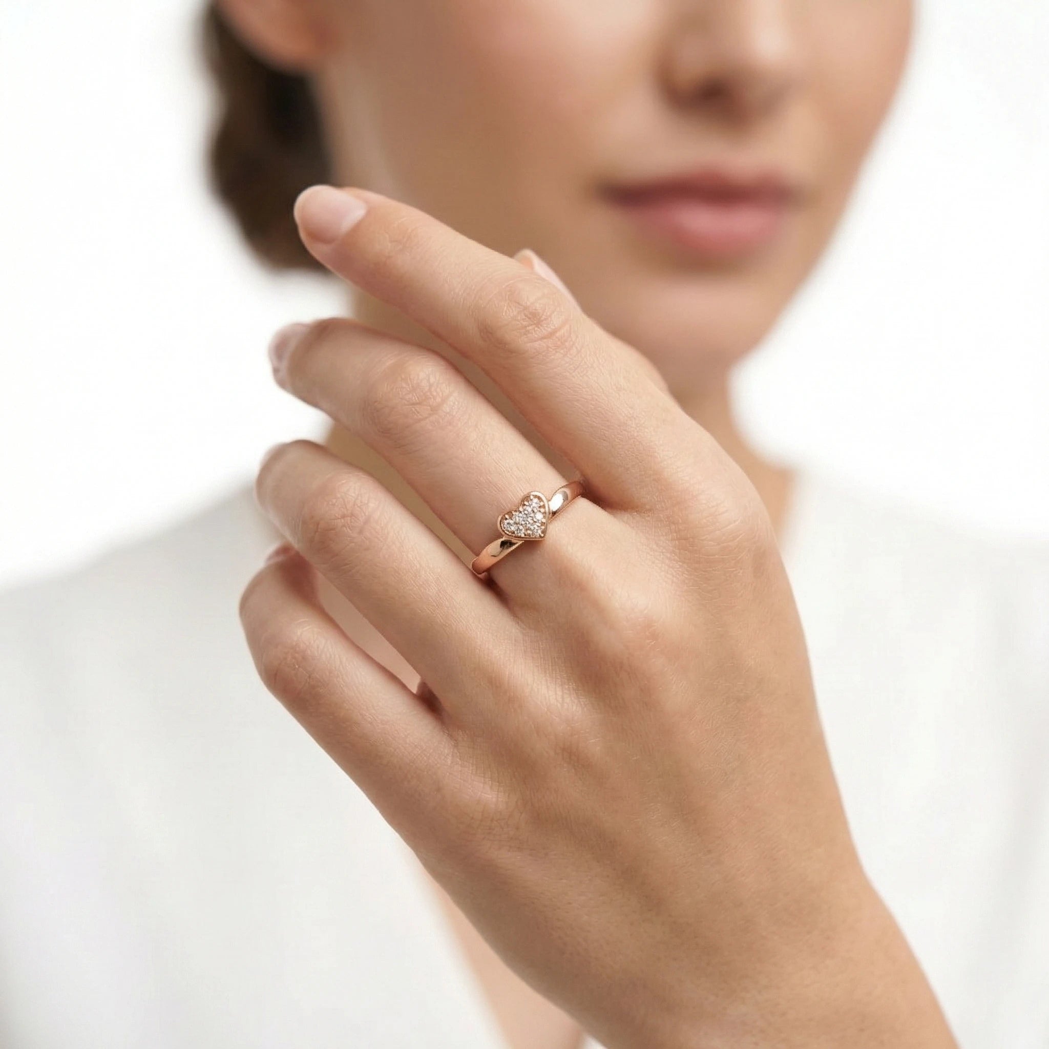 Blushing Heart Ring – 92.5 Silver with Rose Gold Finish Ivanah Silver