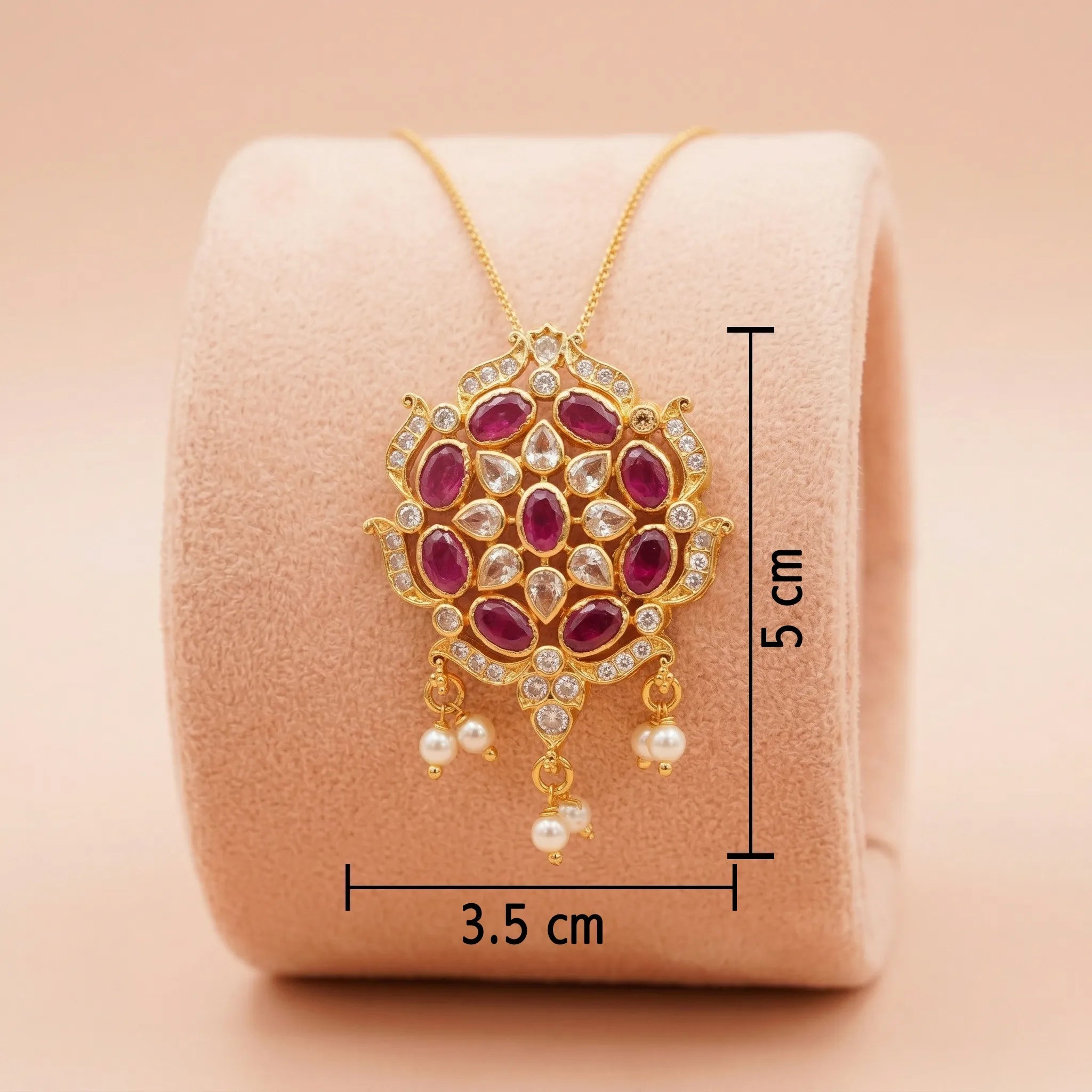 92.5 Gold Plated Silver Ruby Floral Pendant Ivanah Silver