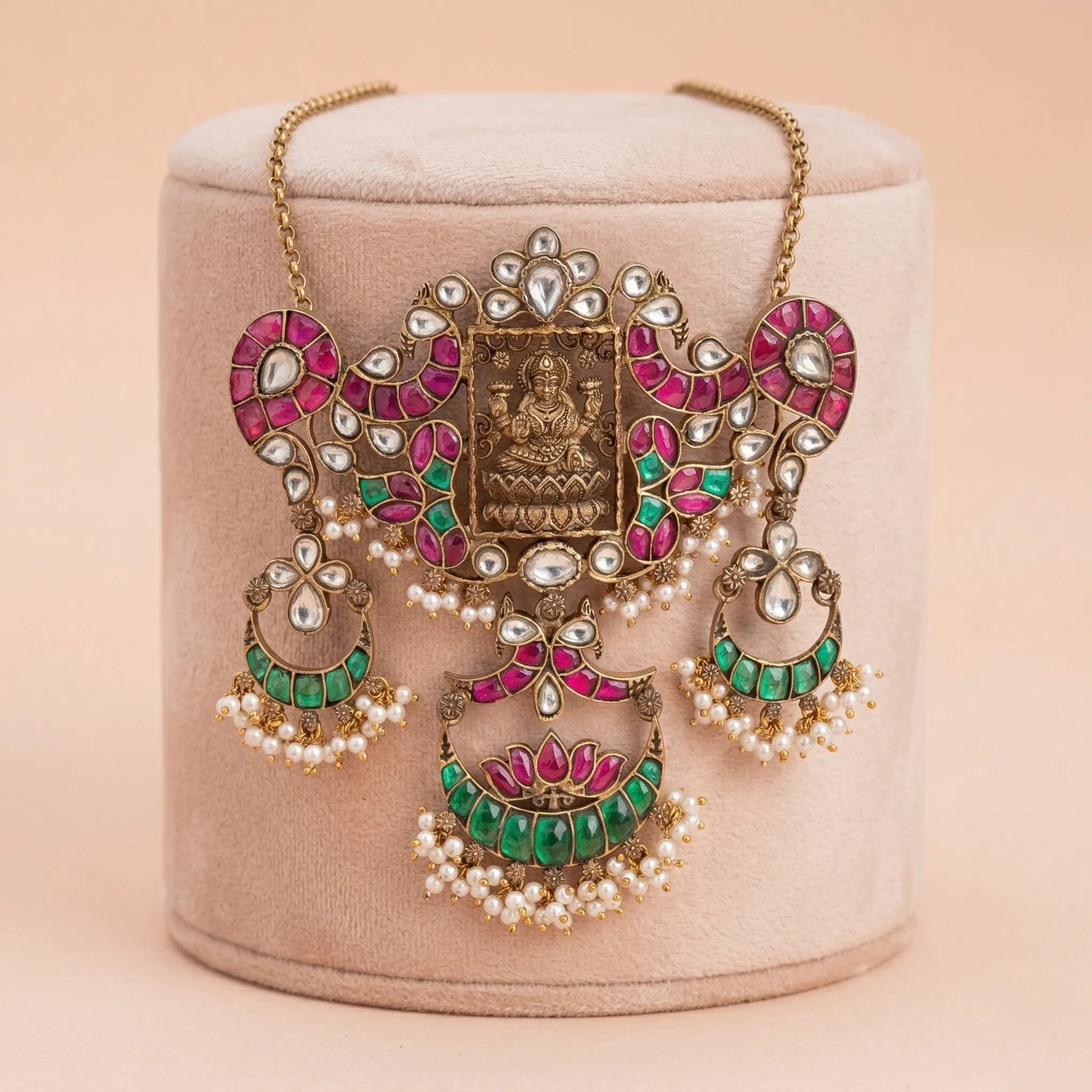 92.5 Silver Gold-Plated Goddess Lakshmi Temple Pendant Ivanah Silver