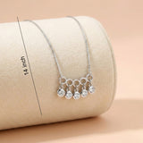 92.5 Silver Dangling Crystal Five-Circle Pendant with Chain Ivanah Silver