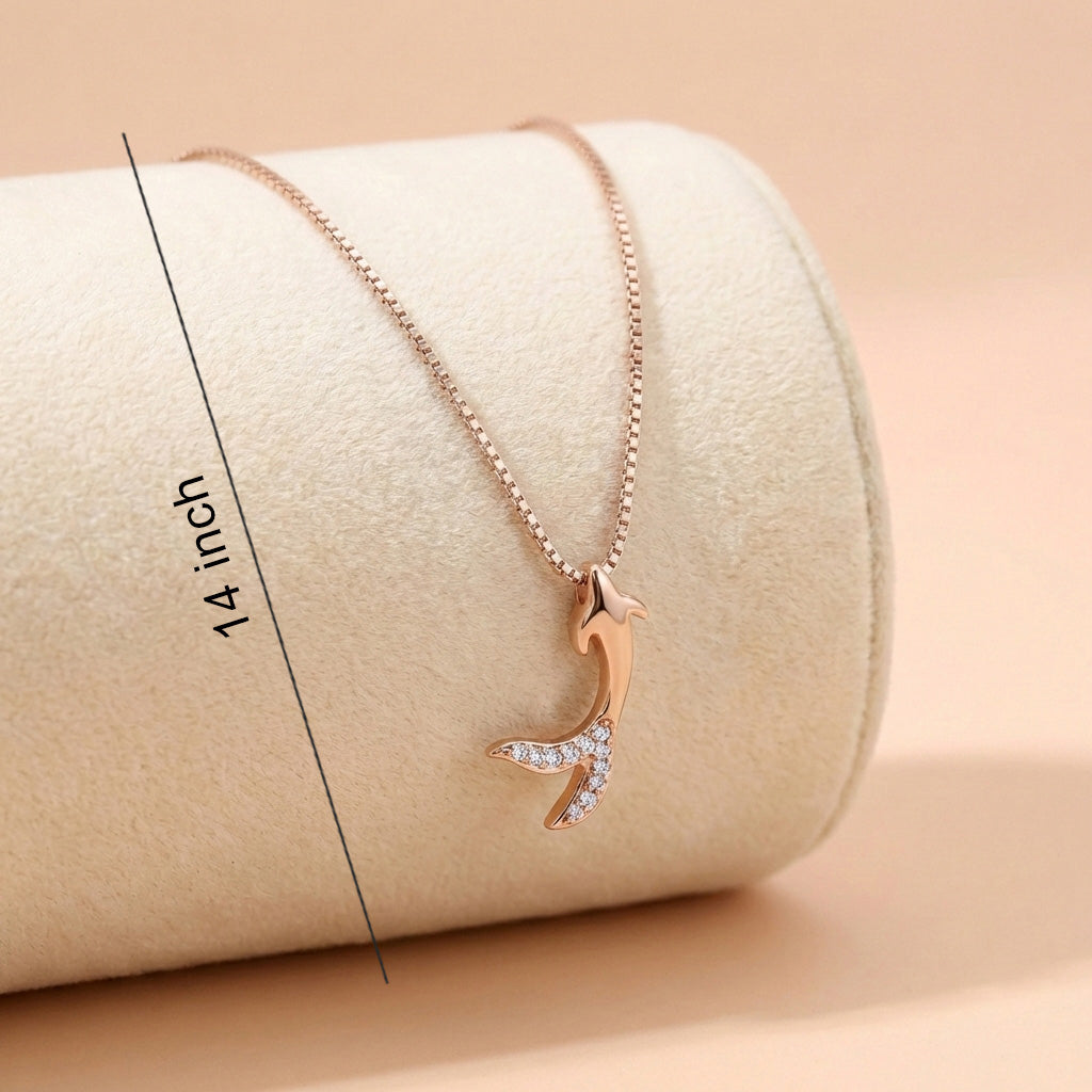 92.5 Rose Gold Silver Crystal Dolphin Chain with Pendant Ivanah Silver
