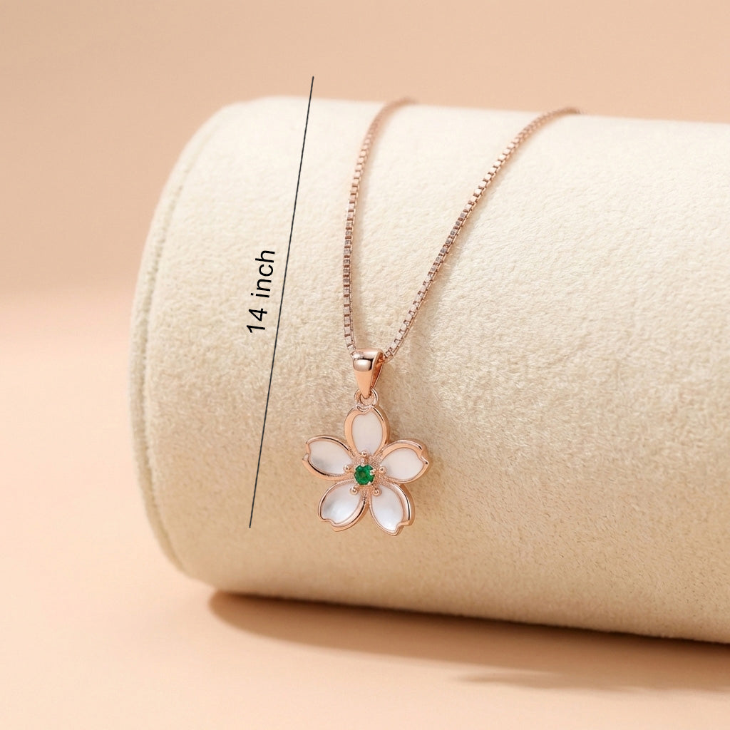 Sakura-Inspired Rose Gold 92.5 Silver Pendant with Chain Ivanah Silver