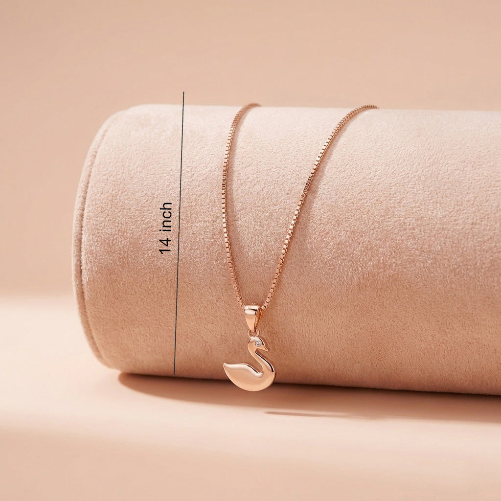 92.5 Rose Gold Silver Swan Pendant with Chain Ivanah Silver