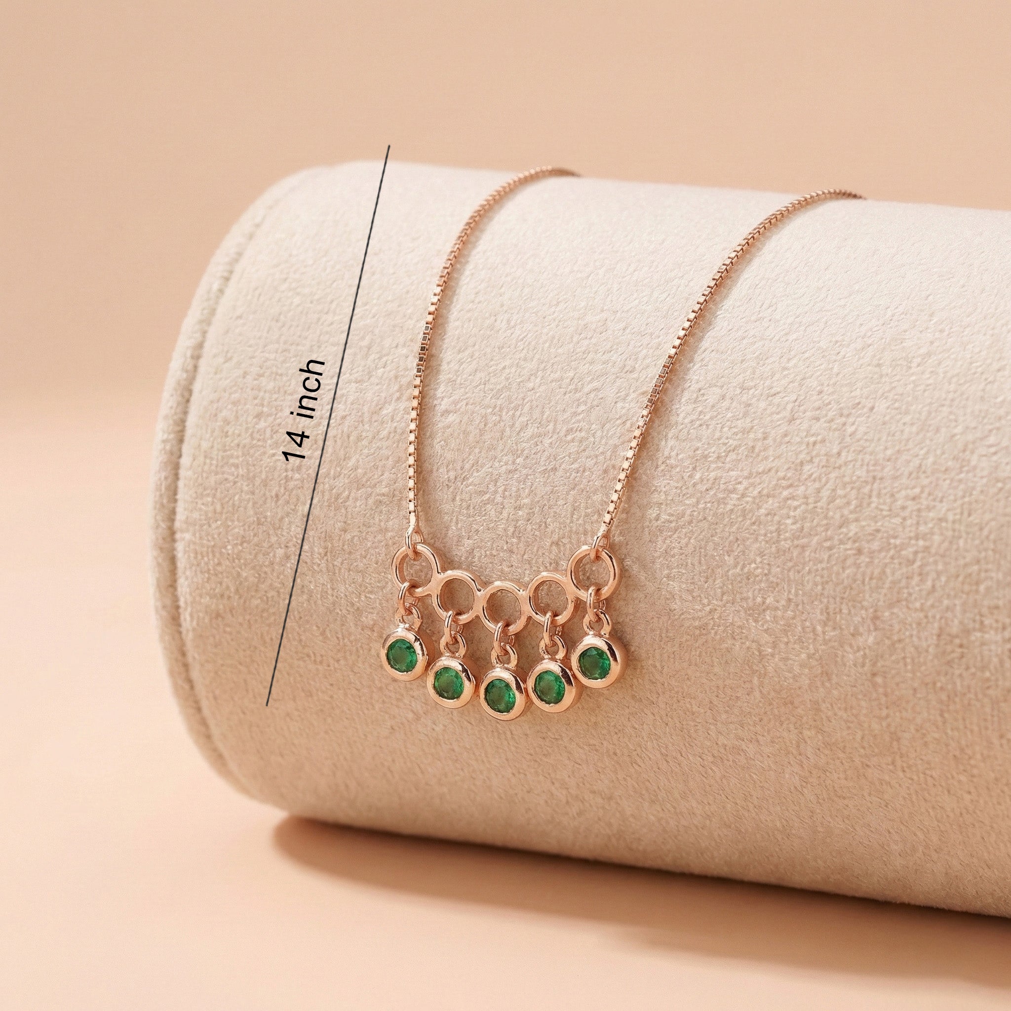 92.5 Silver Rose Gold Interlocking Emerald-Green Droplet Ivanah Silver