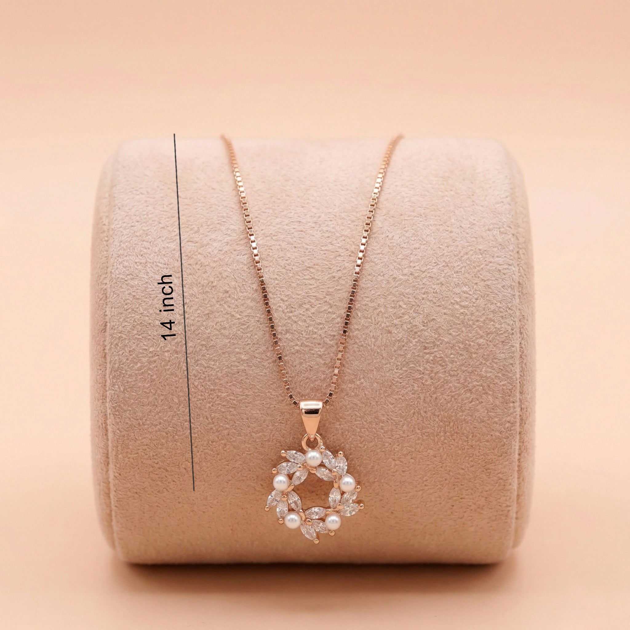 92.5 Silver Rose Gold Finish Eternal Bloom Wreath Pendant with Chain Ivanah Silver