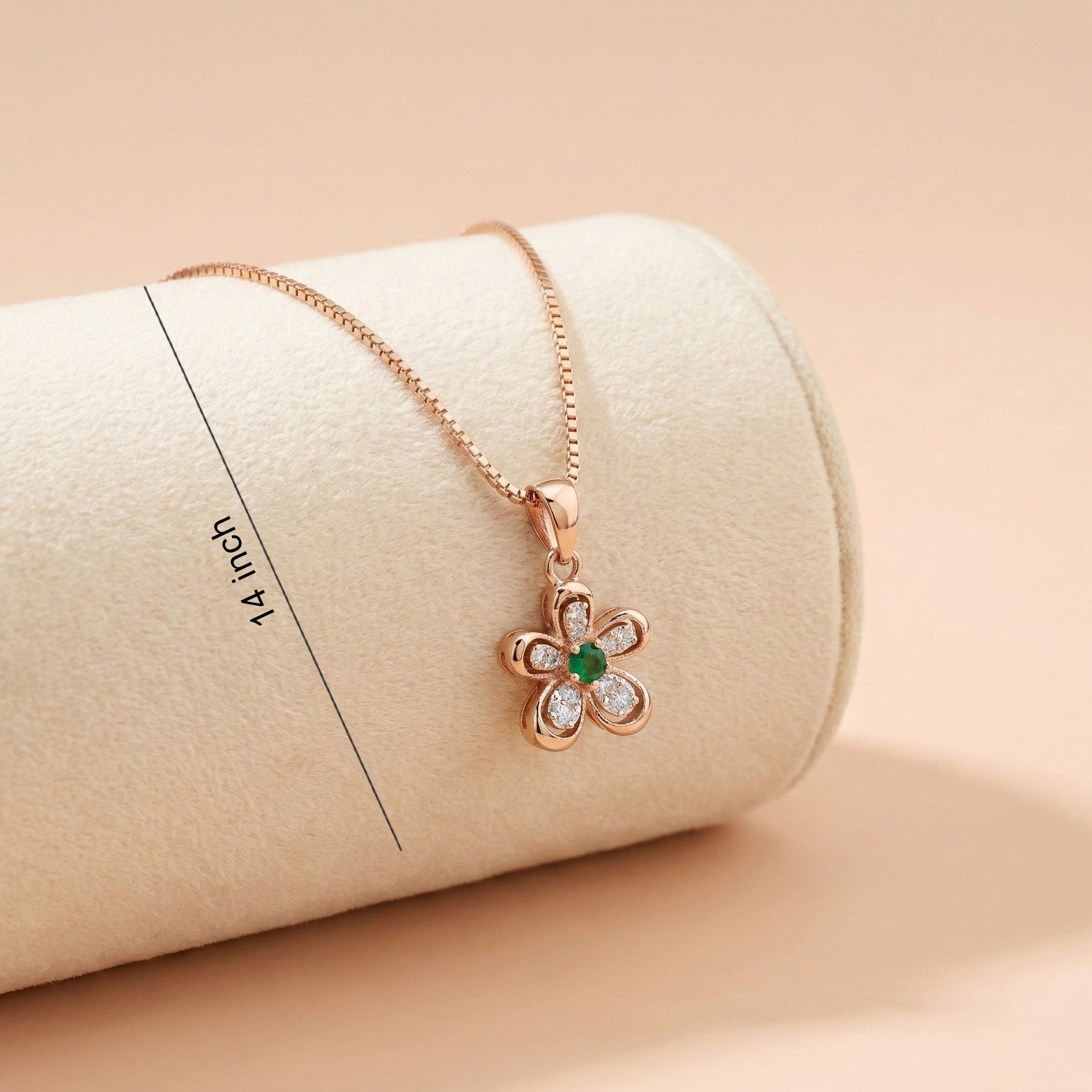 92.5 Rose Gold Dainty Flower Pendant with Chain Ivanah Silver