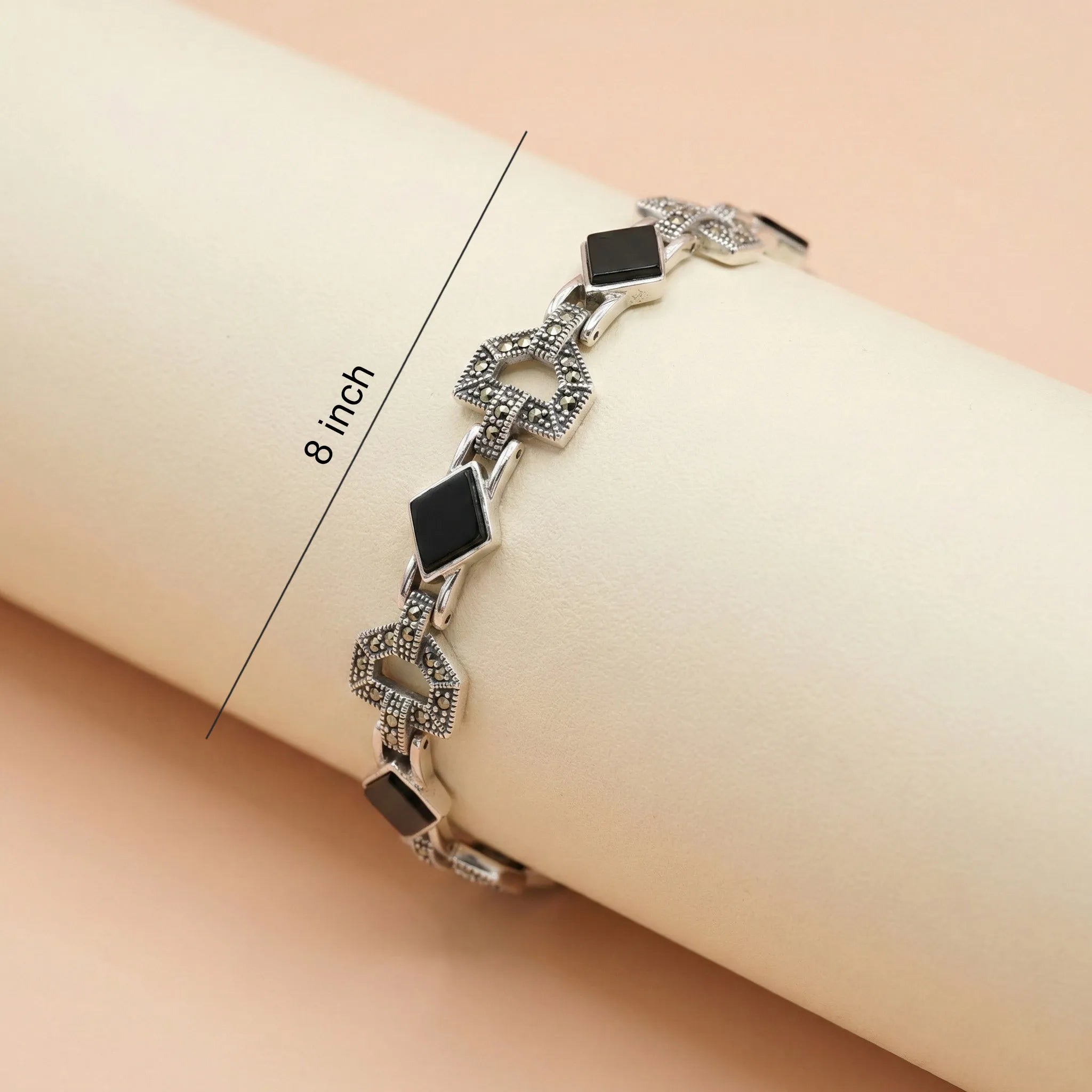 Men's 92.5 Oxidised Silver Geometric Bracelet Ivanah Silver