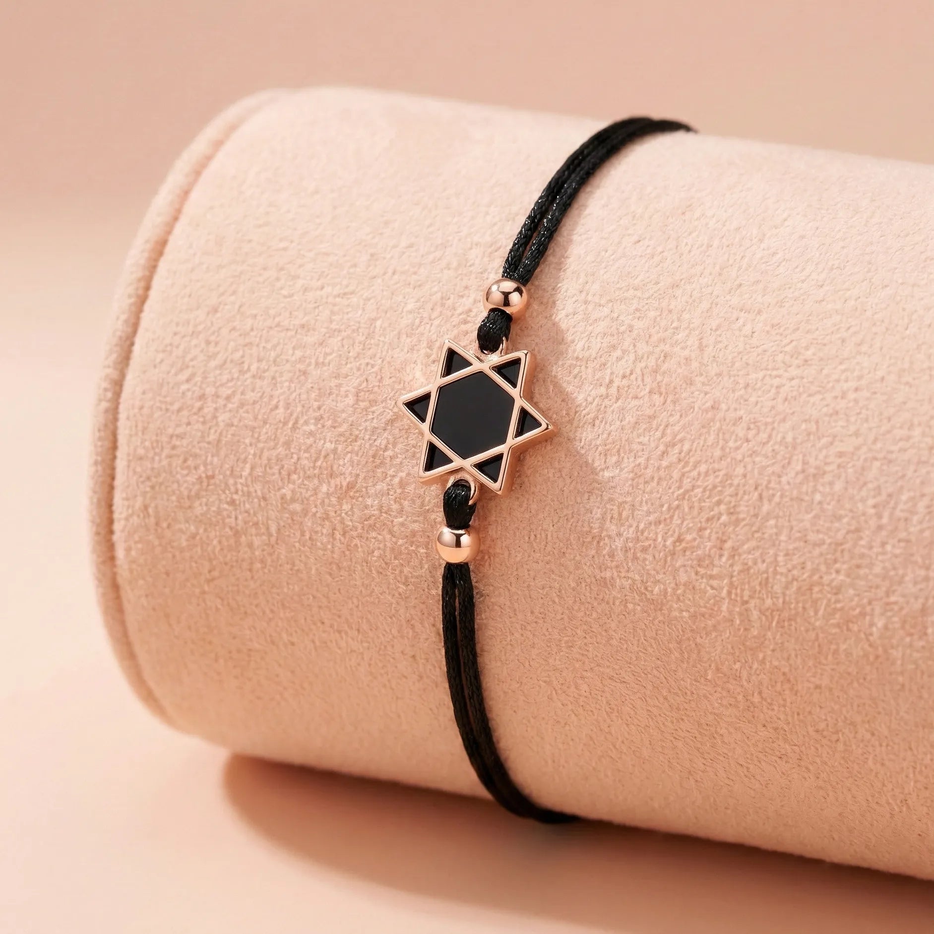 92.5 Silver Rose Gold Black Star Cord Bracelet Ivanah Silver