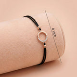92.5 Silver Rose Gold Black Cord Karma Circle Bracelet Ivanah Silver