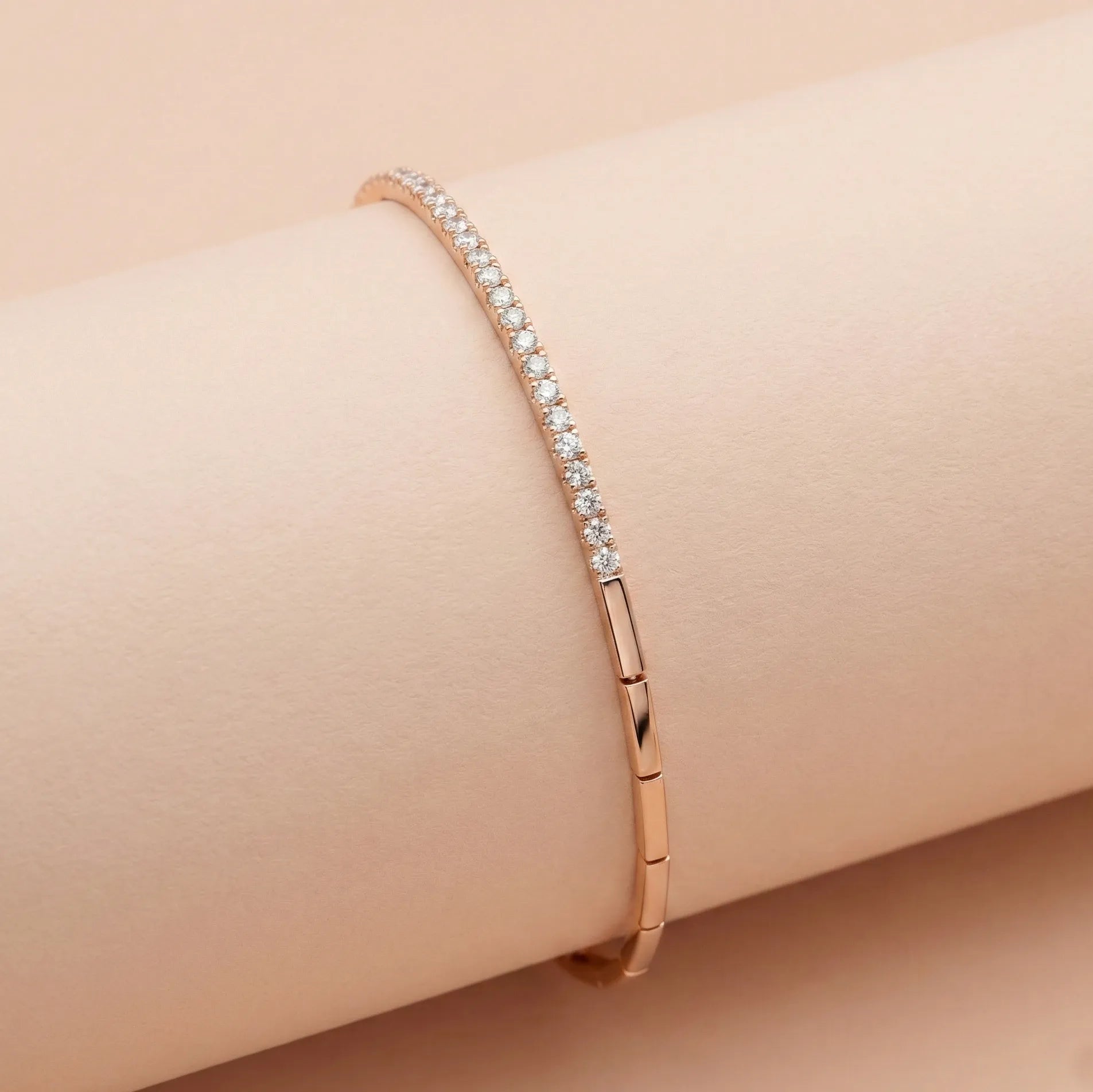 92.5 Silver Rose Gold  Half-and-Half Tennis Bracelet Ivanah Silver