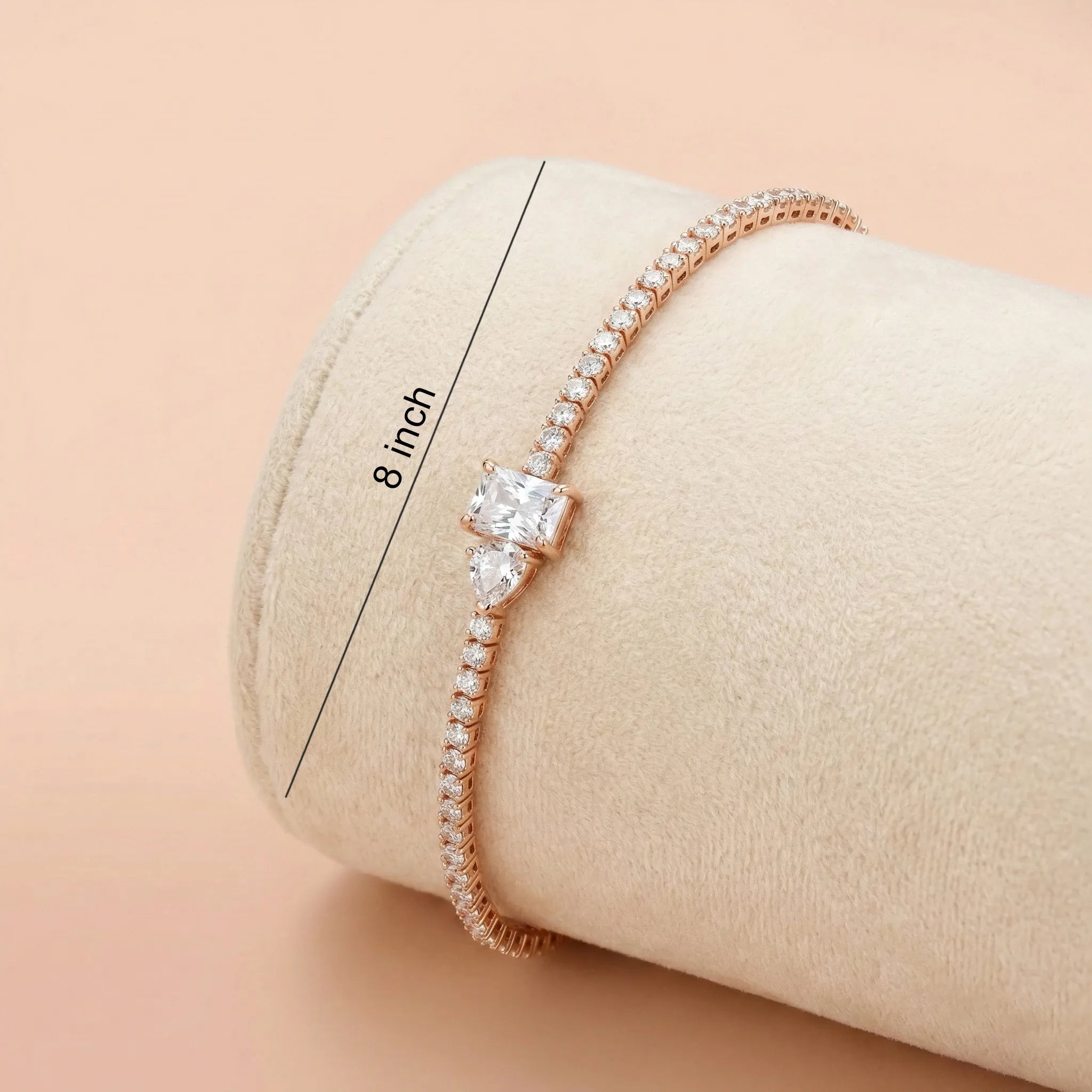 92.5 Silver Rose Gold Two-Stone Tennis Bracelet Ivanah Silver