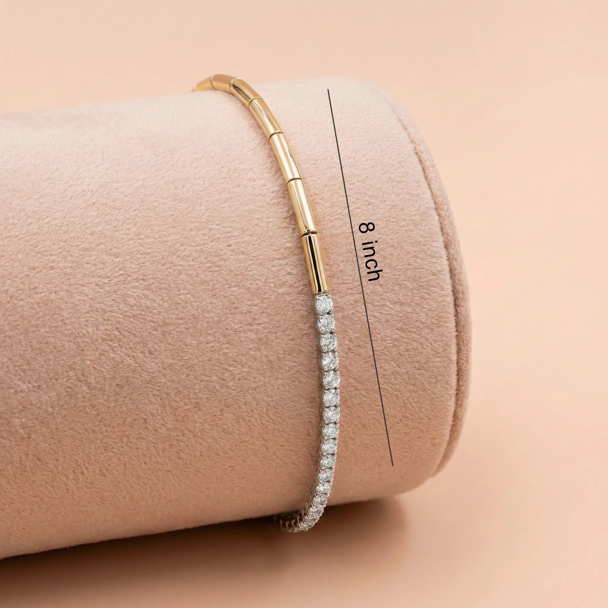 92.5 Silver Rose Gold  Half-and-Half Tennis Bracelet Ivanah Silver