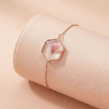 Real Pressed Botanical Flower Bracelet in Rose Gold 92.5 Sterling Silver Ivanah Silver
