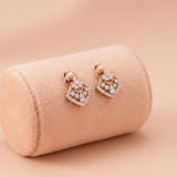 92.5 Rose Gold Finish Geometric Floral Stud Ivanah Silver