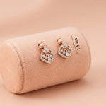 92.5 Rose Gold Finish Geometric Floral Stud Ivanah Silver
