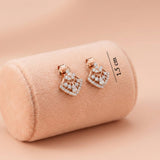 92.5 Rose Gold Finish Geometric Floral Stud Ivanah Silver