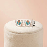 92.5 Rose Gold Silver Teal & White Enamel Butterfly Stud Ivanah Silver