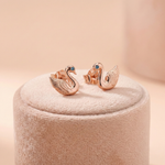 92.5 Silver Rose Gold Swan Stud with Blue Gemstone Ivanah Silver