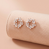 92.5 Rose Gold Silver Floral Pearl & Crystal Stud Ivanah Silver