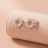 92.5 Rose Gold Silver Floral Pearl & Crystal Stud Ivanah Silver