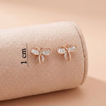 92.5 Rose Gold SilverDainty Baguette Ribbon Stud Ivanah Silver