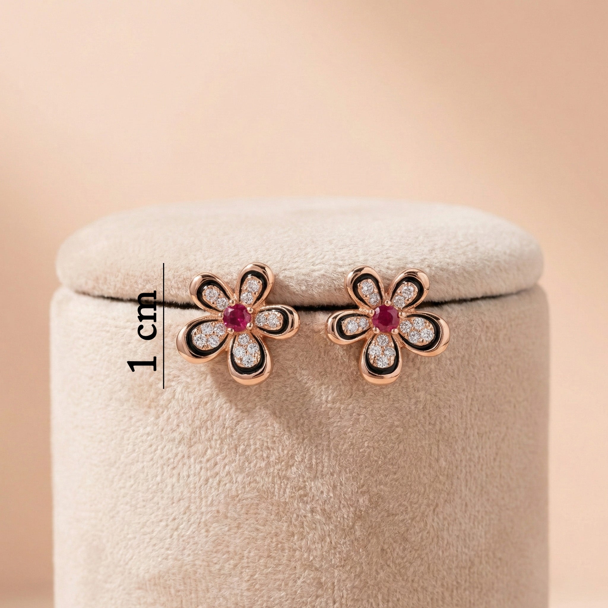92.5 Rose Gold Silver Petite Pink-Centered Flower Stud Ivanah Silver