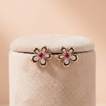 9.25 Rose Gold Silver Crystal Flower Stud Ivanah Silver