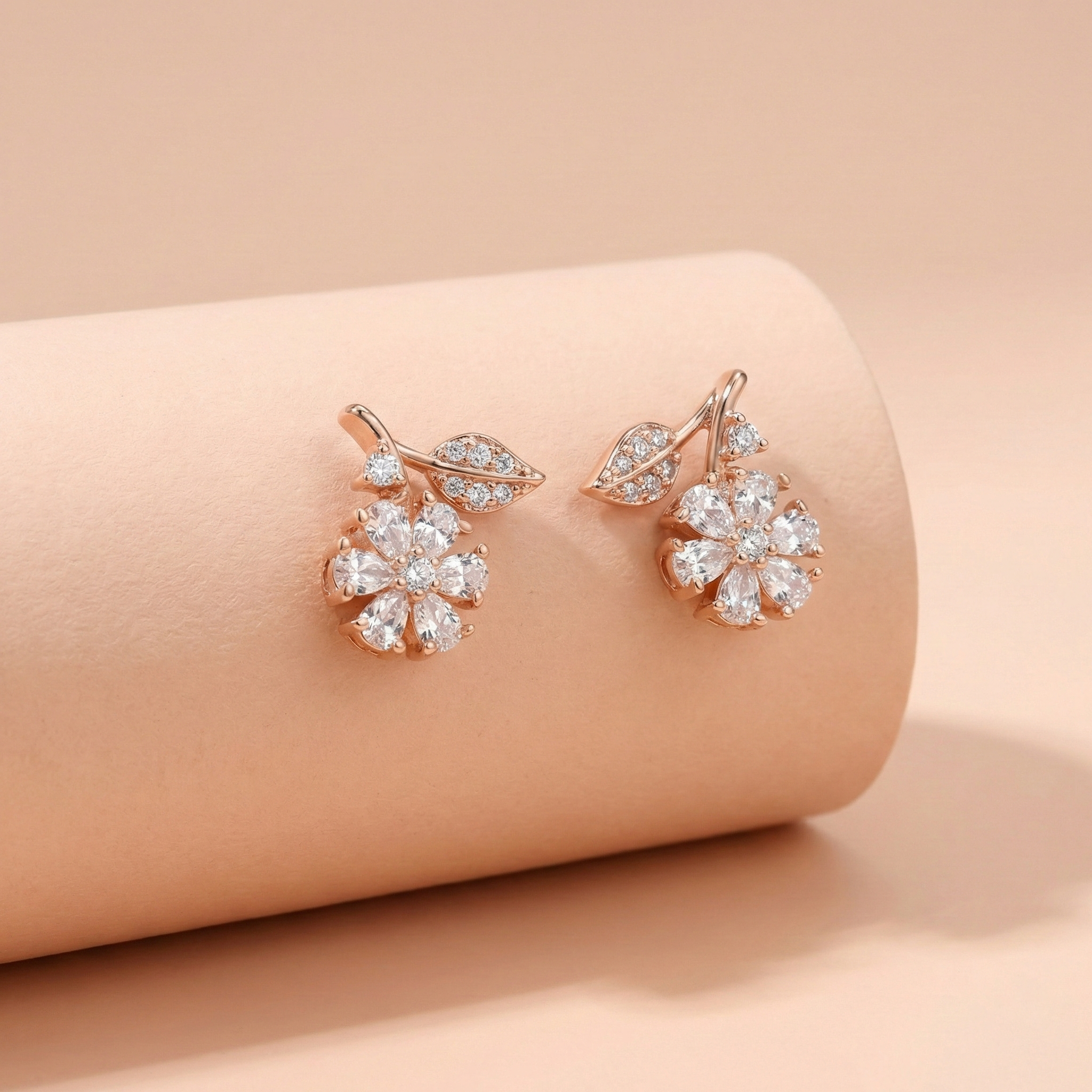 92.5 Rose Gold Silver Dainty Botanical Bloom Studs Ivanah Silver