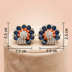 92.5 Silver Gold-Plated Blue & Coral Floral Studs Ivanah Silver