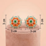 92.5 Silver Coral & Emerald Tone Beaded Stud Ivanah Silver
